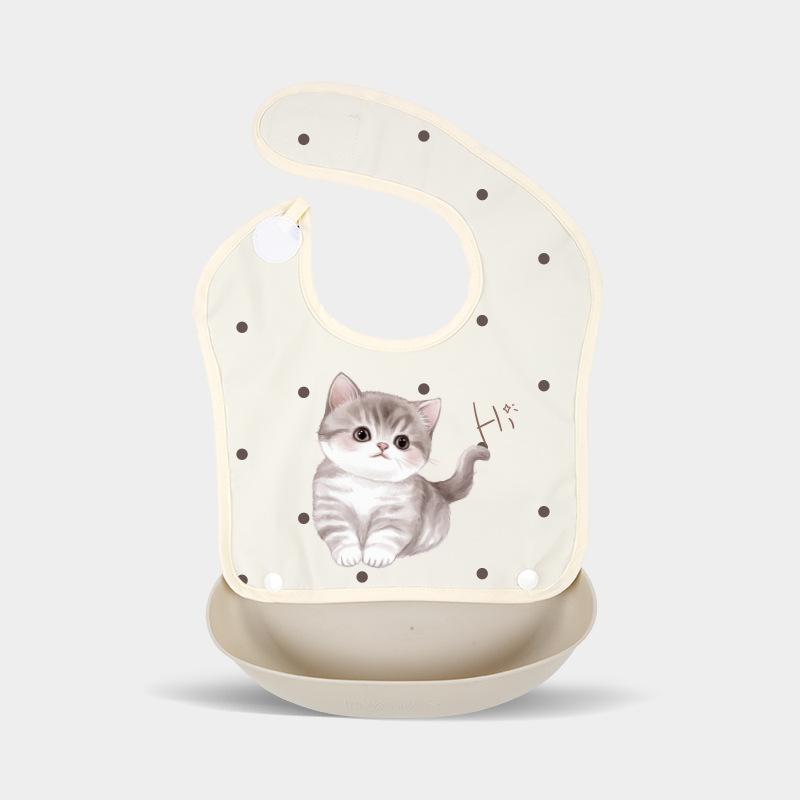 

Baby Removable Rice Pocket Waterproof Soft Cartoon Bib for Eating Boys and Girls Leave-in Baby Complementary Food Bib