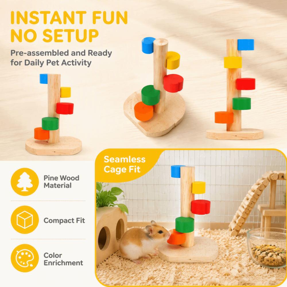Colorful Small Animal Toy Wood Chew Climbing Toy Cute Pet Climbing Ladder  Cage Enrichment