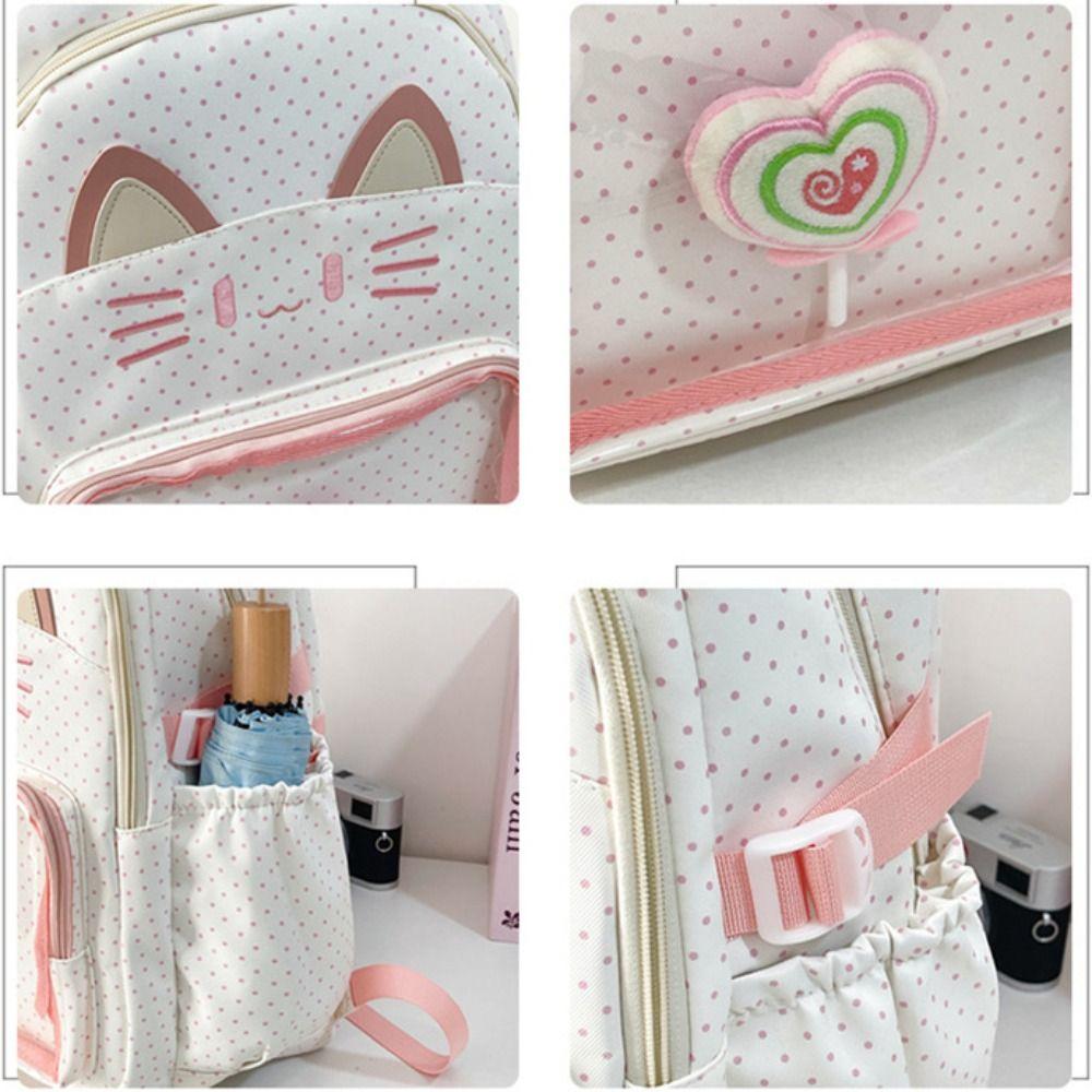 Preppy Style School Backpack Kitten Students School Bag Shoulder Bag Cartoon Cat Backpack  Outdoor