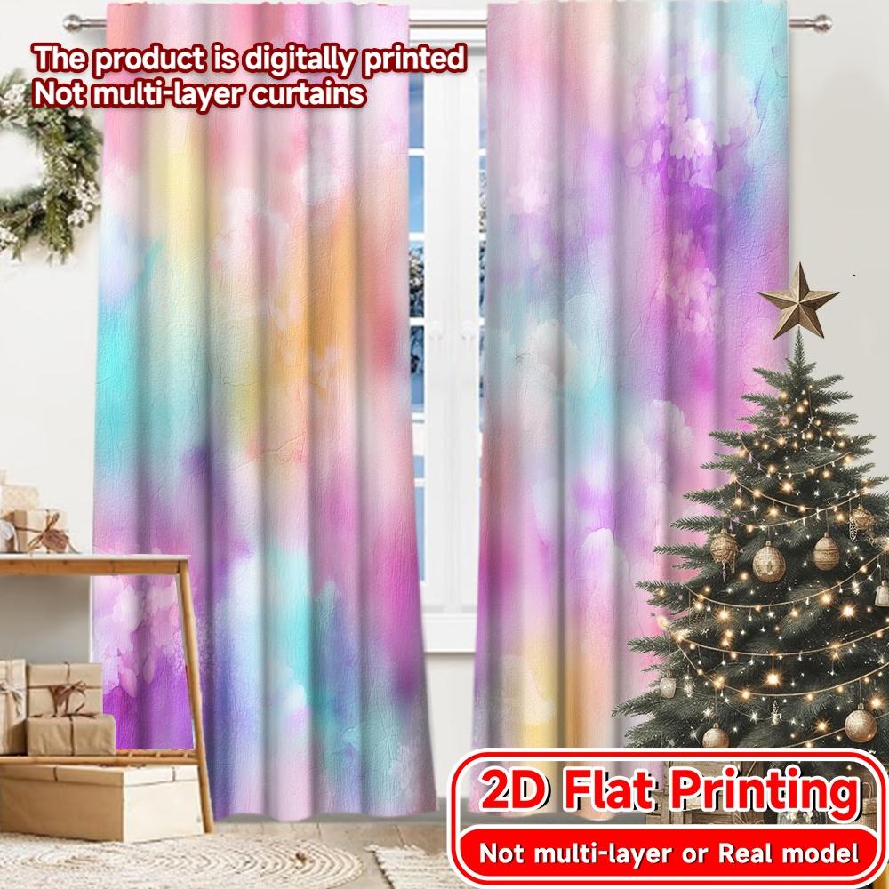 

2D FLAT PRINTING 2pcs Curtains (Without Rod) Pastel Colors Window Curtains Holiday Women is Day Printed Curtains Yarn Curtains 100*130 Grommet Top 1pcs