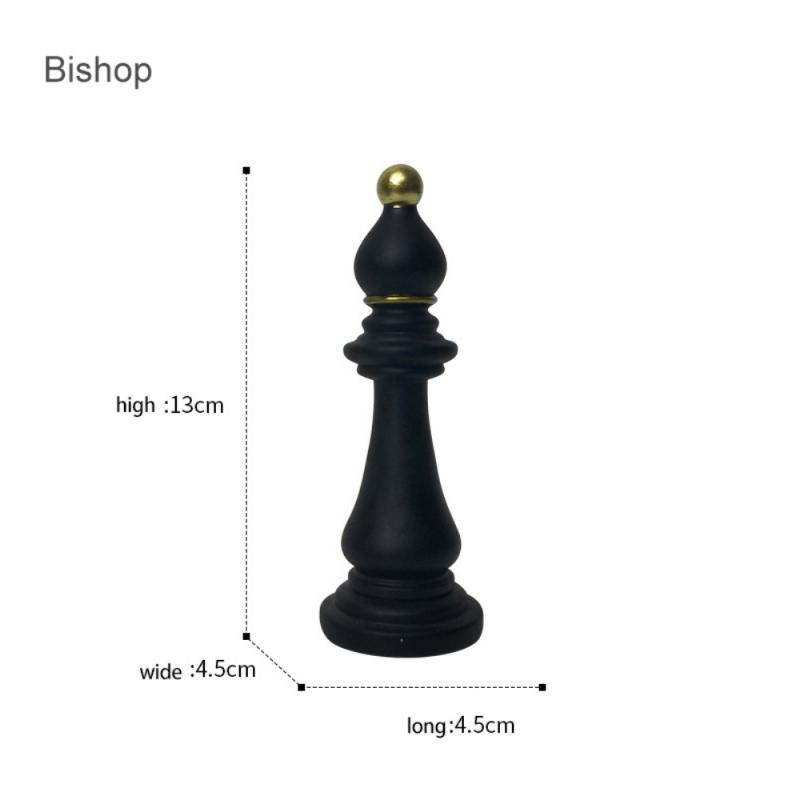 Creative Black And White Statue Chess Decor Piece Retro Resin Chess Figures Statue Office Home Ornament Gifts Chess Decoration