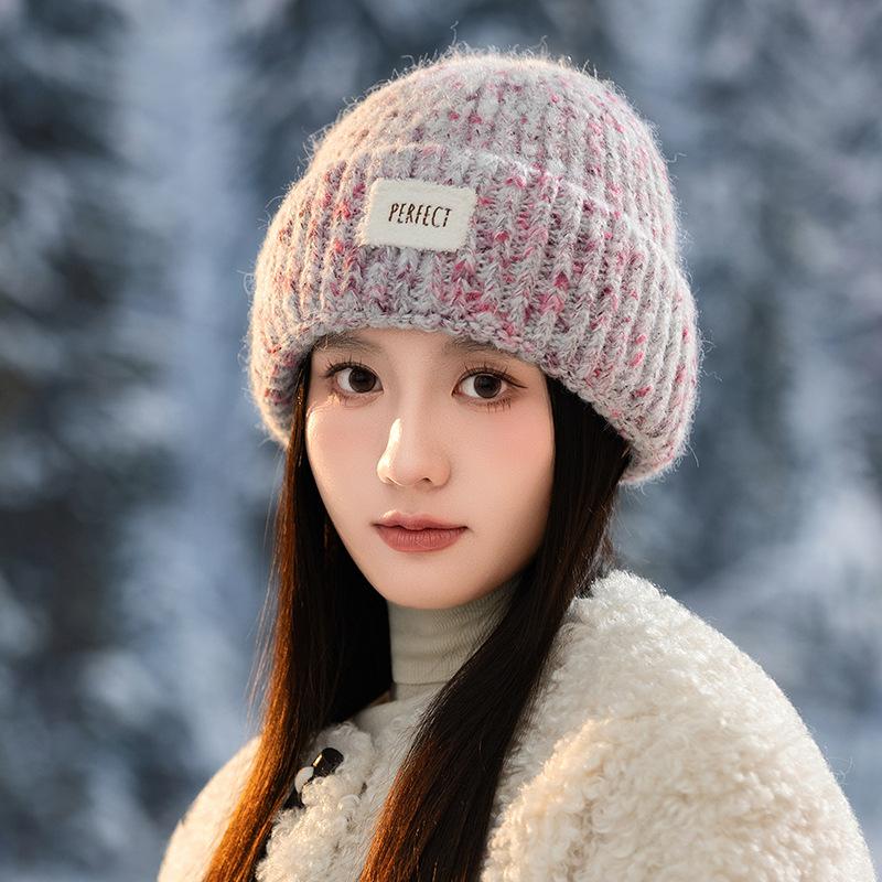 Autumn and Winter Hats for Women  Fashionable Thickened Woolen Hats  Versatile Windproof and Warm Ear Protection Hats Casual Bag Head Hats