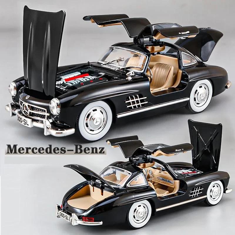 1:24 Mercedes 300SL Alloy Classic Vintage Car Model Car Model Diecast Metal Pull Back Sound Light Car For Children Gift