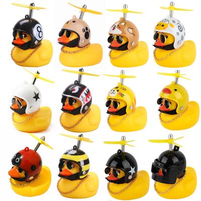 Rubber Duck Toy Motorcycle Bicycle Car Ornaments Yellow Duck Car Dashboard Decorations Cool Glasses Duck with Propeller