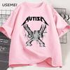 Retro Graphic Tshirts Fuuny Vintage Skull Tshirt Silly Short Sleeve Cotton Printed T Shirt Oversized Clothes