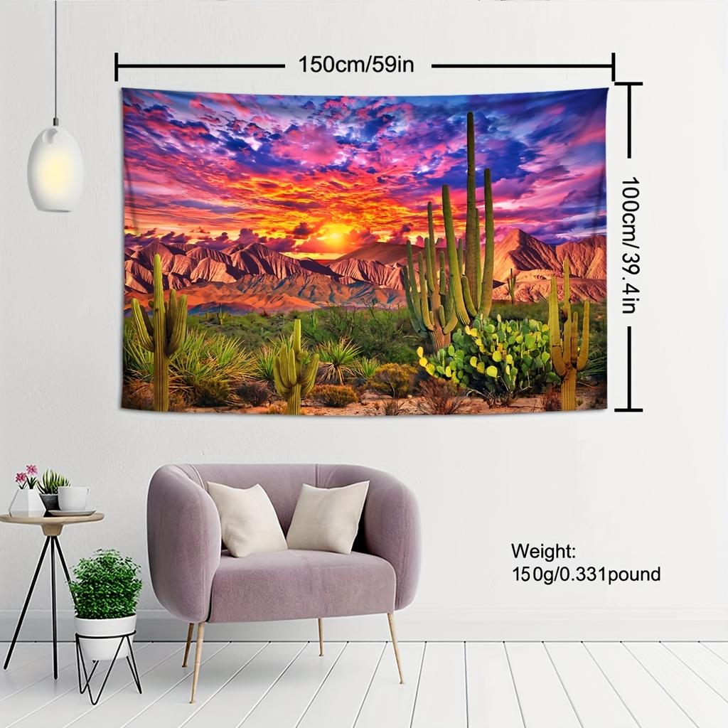 VIKAMA Desert Cactus Sunset Cloud Tapestry psychedelic Natural Landscape Tapestry Wall Hanging Living Room Bedroom Wall Decor