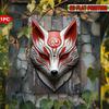 Metal Fox Mask Wall Decor Weatherproof Garden Statue Anbu Style Indoor Outdoor Iron Plaque