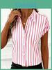 Blusa Rayada Para Mujer Con Tejido de Poliéster Manga Corta Estilo Oficina Para Primavera 2026
