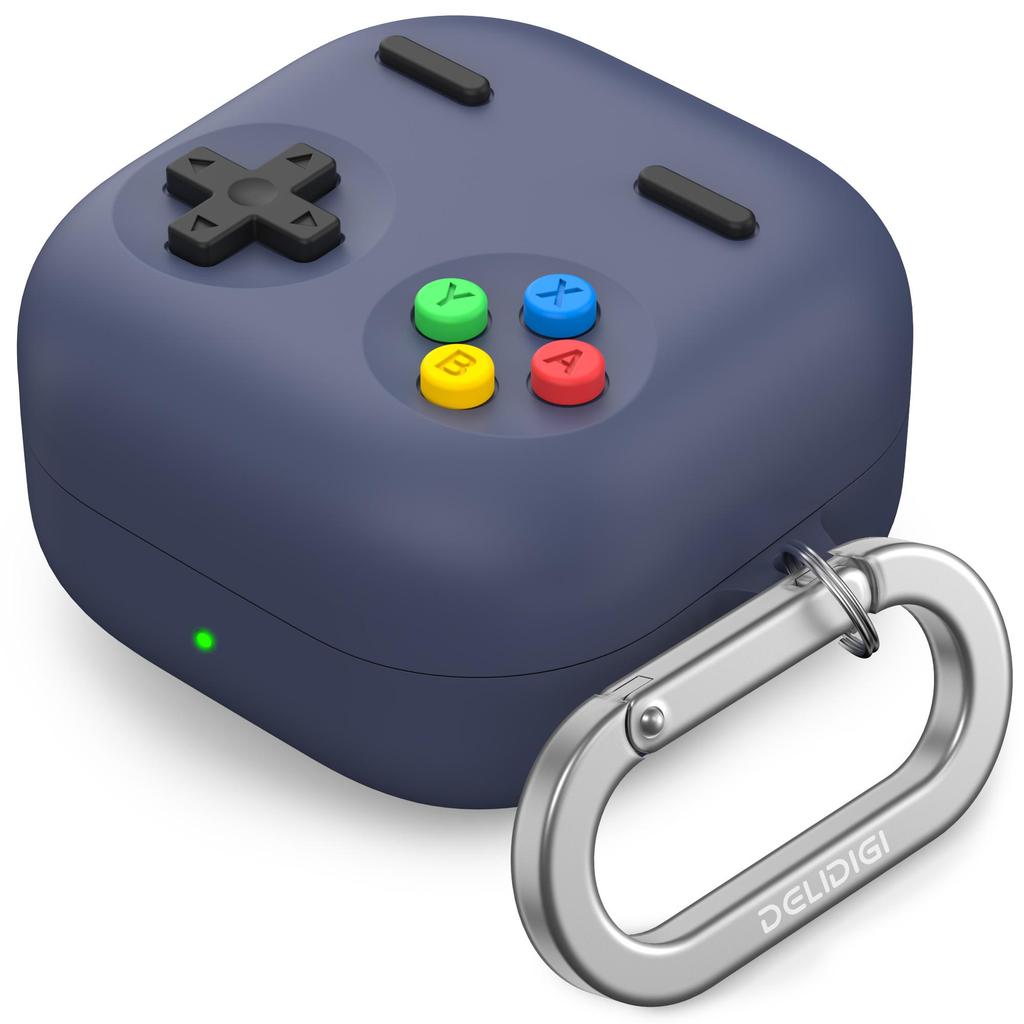 Retro Game Silicone Case for Galaxy Buds4 Buds4 Pro Shockproof Cover with Carabiner