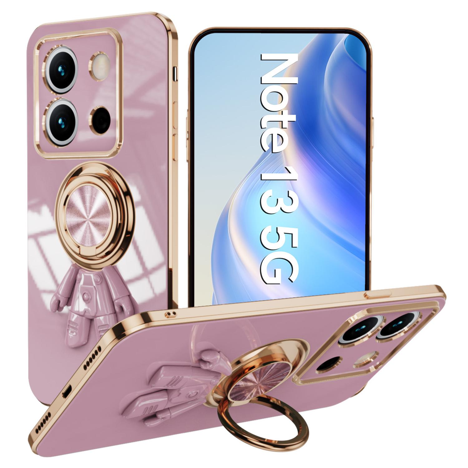 

Чехол для Xiaomi Redmi Note 13 5G с кольцом-подставкой в виде космонавта, 6D гальваническое покрытие, ТПУ чехол для телефона Purple