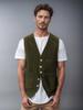 Men's Corduroy Patchwork Vest - Spring/Autumn Single-Breasted Solid Color Jacket