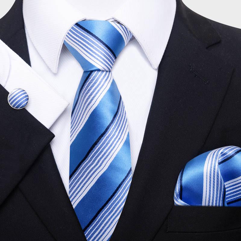 Men's Business Formal Tie Set: Includes Tie, Pocket Square & Cufflinks for Evening Parties. Fashionable & Popular.
