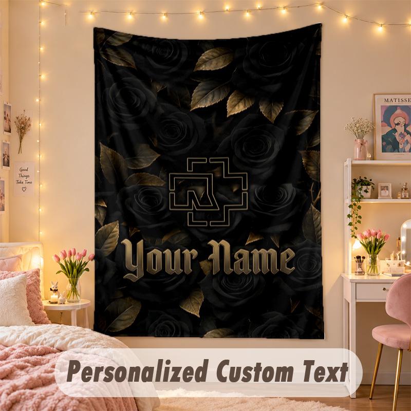 Custom Personalized Tapestry,Rammstein Print Custom Name Text Wall Art Hanging for Bedroom