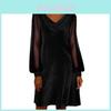Robe A-line en polyester à manches longues avec paillettes pour un usage décontracté