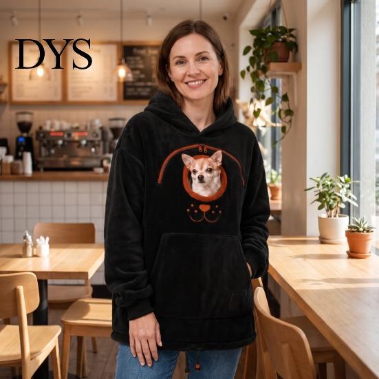 Katzen-Trage-Sweatshirt mit Kapuze und Tasche, Haustierträger für Hund & Katze, Kapuzenpullover, Gemütliche Reisekleidung mit Kängurutasche, Überschnittene Schultern