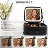 MOMIRA Makeup Box with Mirror, Cosmetic Storage Box, Cosmetic Case with Adjustable Dividers, 3-Color Adjustable LED Light, and Makeup Brush Case, Hand