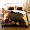 Forest Soft Duvet Cover Set,Forest Featuring Shaded Tres Dreamy Wodlplus Scene,2/3pcs Nature Scenery Beding Set Quen Sized Dimensions,Gren Brown
