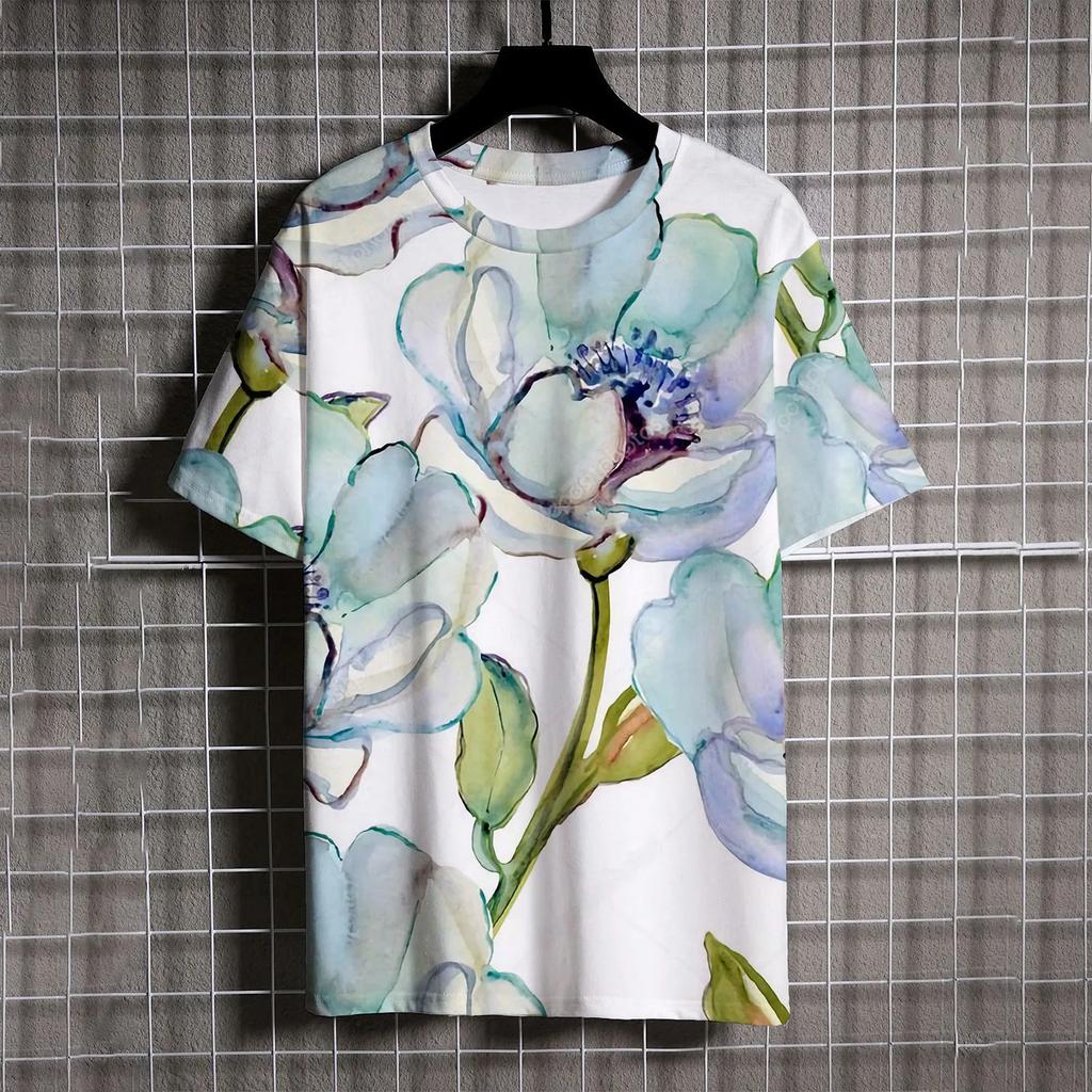 Trend Men's Short Sleeve Shirts Casual Leisure Personality Short Sleeved T-shirt for Men Fashionable and Versatile Print Tshirt