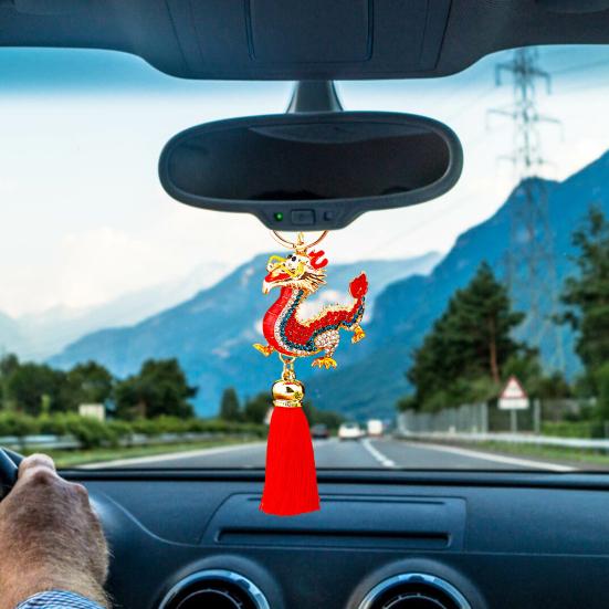 

Брелок для ключей с драконом и стразами, декор с кисточками, изысканная весенняя сумка унисекс, украшение для сумки, подвеска, держатель для ключей, органайзер для ключей A красный