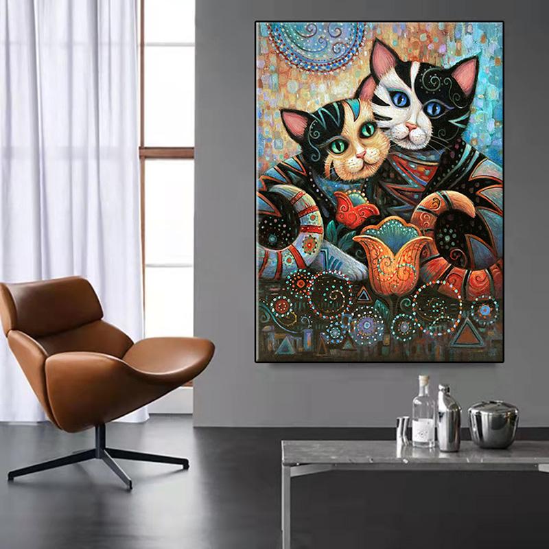 Gustav Klimt Famous Art Works Cat Canvas Posters and Prints Retro Animal Wall Art Pictures for Living Room Kids Room Decoration