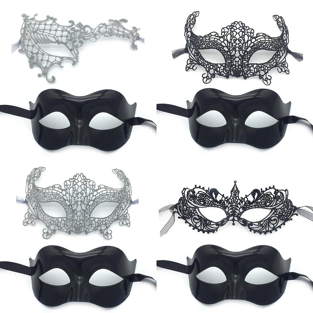 Silver Thread Half Face Mask With Eye Cover For Cosplay And Party Use