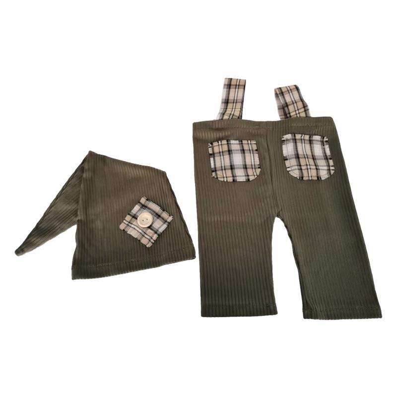 Baby Photography Props Overalls and Hat Outfit Photo Shoot Clothes Breathable Baby Infant Photography Costume Clothing зелёный