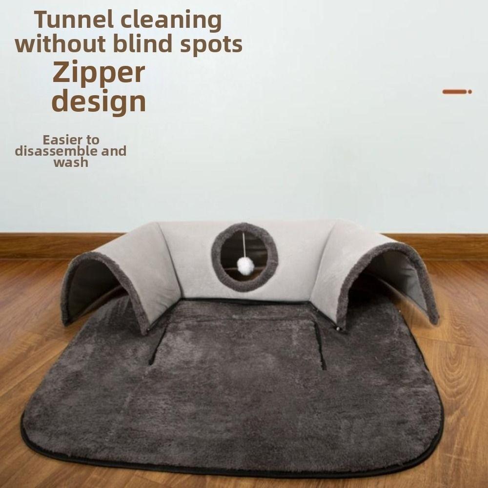 U-shaped Cat Tunnel Bed Removable Washable Play Mat Warm Cat House  Pet Interactive