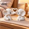Heart Shaped Figurines Elephant Couple Ornaments Matte Resin Statue for Living Room Sweet Bedroom Decor Wedding Decor Romantic Desktop Sculpture