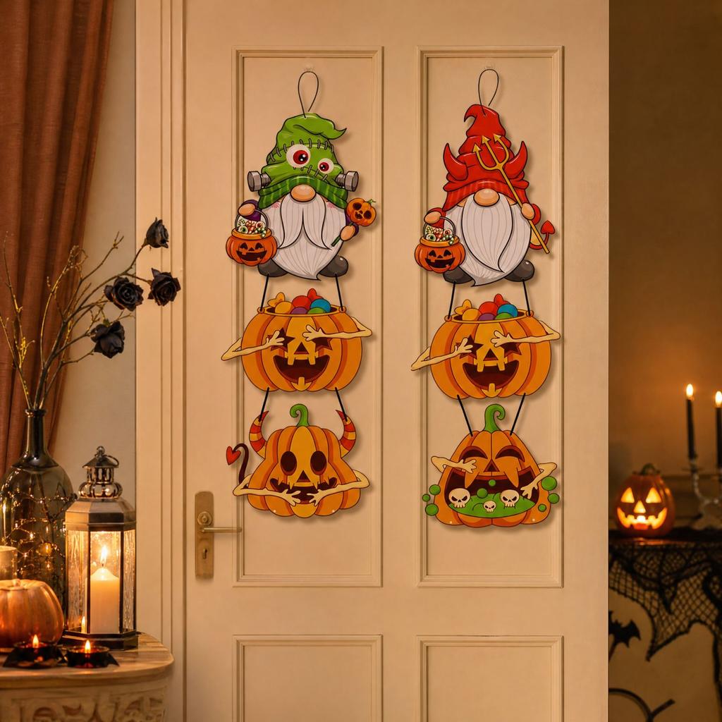 2 Pack Halloween Door Curtain with Hanging Ornaments, Scary Decorations for House Party