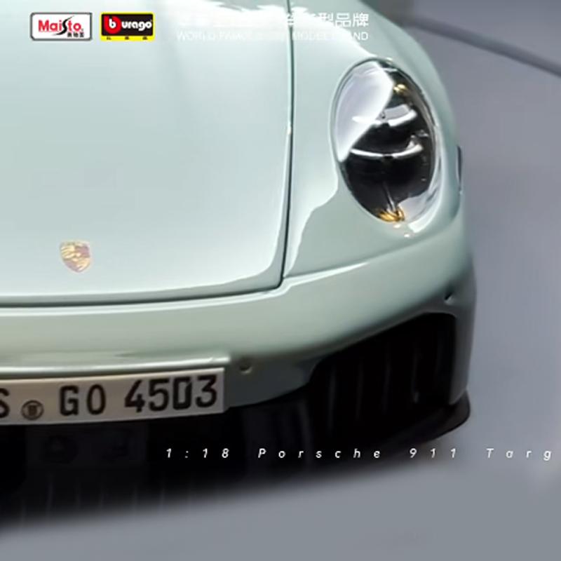 In Stock Maisto 1:18 Porsche 911 Targa 4 Gts (992.2) With Windows Alloy Miniature Diecast Fully Open Model Custom Toys Gifts