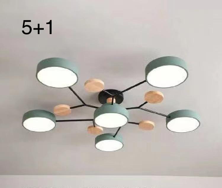 Nordic Macaron Ceiling Light - Modern Minimalist, Solid Wood Fixture for Living Room, Hall, Bedroom, or Restaurant.