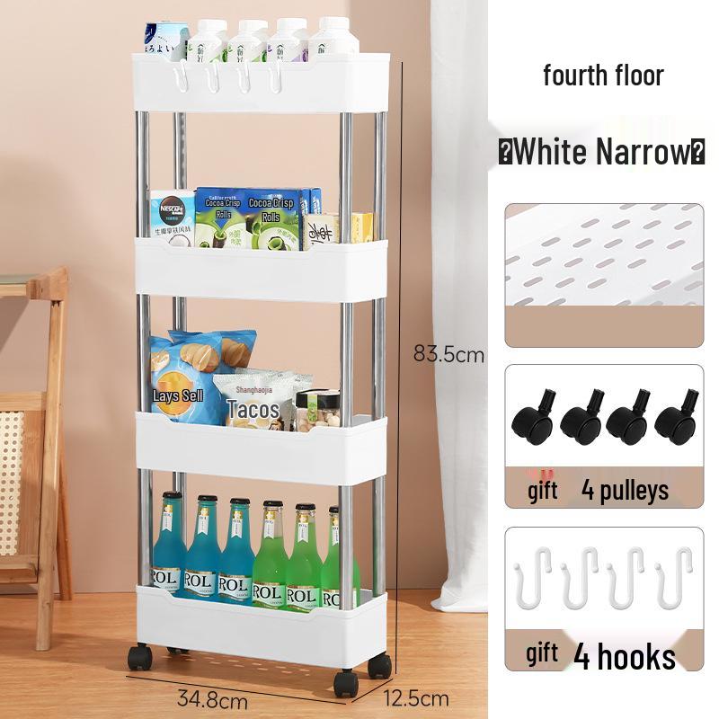 

Тележка Стойка: Многоярусное хранение в зазорах ванной, туалета и кухни