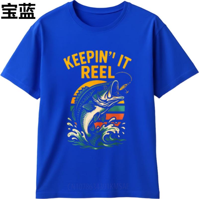 Solid Color For Unisex O Neck Tshirt Unisex Keepin It Reel Fishing Design Anime For Him Tops Quick Dry Shirt Crew Neck Tshirt