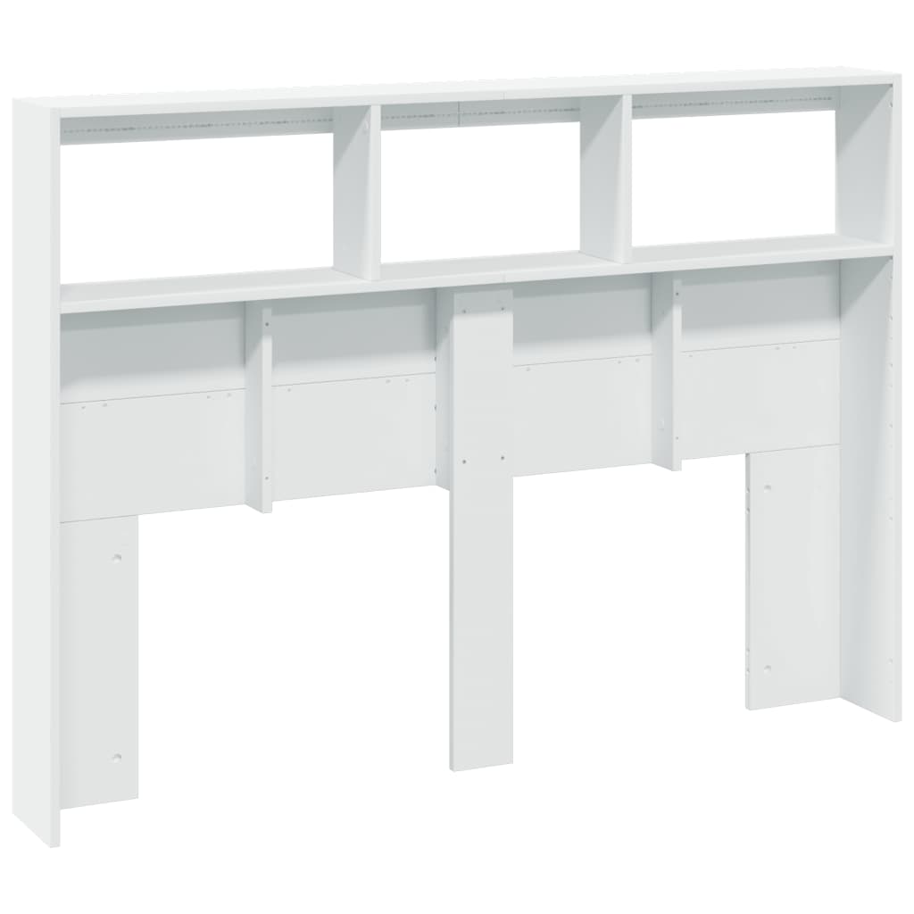 LED Headboard with Shelves White 140x17x102 cm
