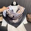 110cm Versatile Women’s Imitation Silk Scarf - Large, Printed, Decorative, Sunscreen Shawl