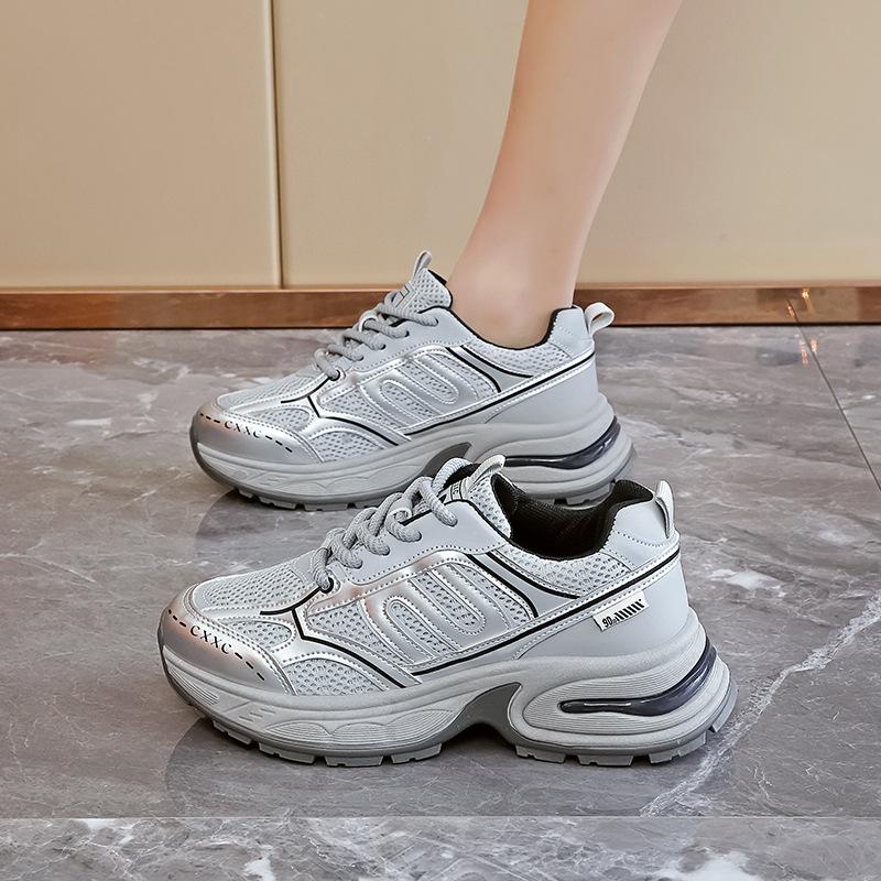 

Spring sports shoes women s new platform dad shoes fashion little white shoes popular single shoes women s S 35 серебряный серый