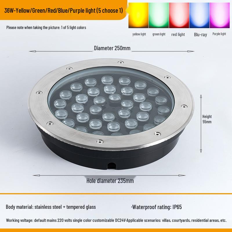 Ultra-Thin Waterproof LED In-Ground Courtyard Spotlight for Garden Decoration