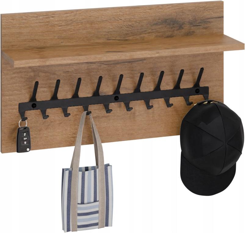 Wieszak Na Ubrania Loft 70 Cm - Czarny + Dąb Lancelot, Solidny I Stylowy