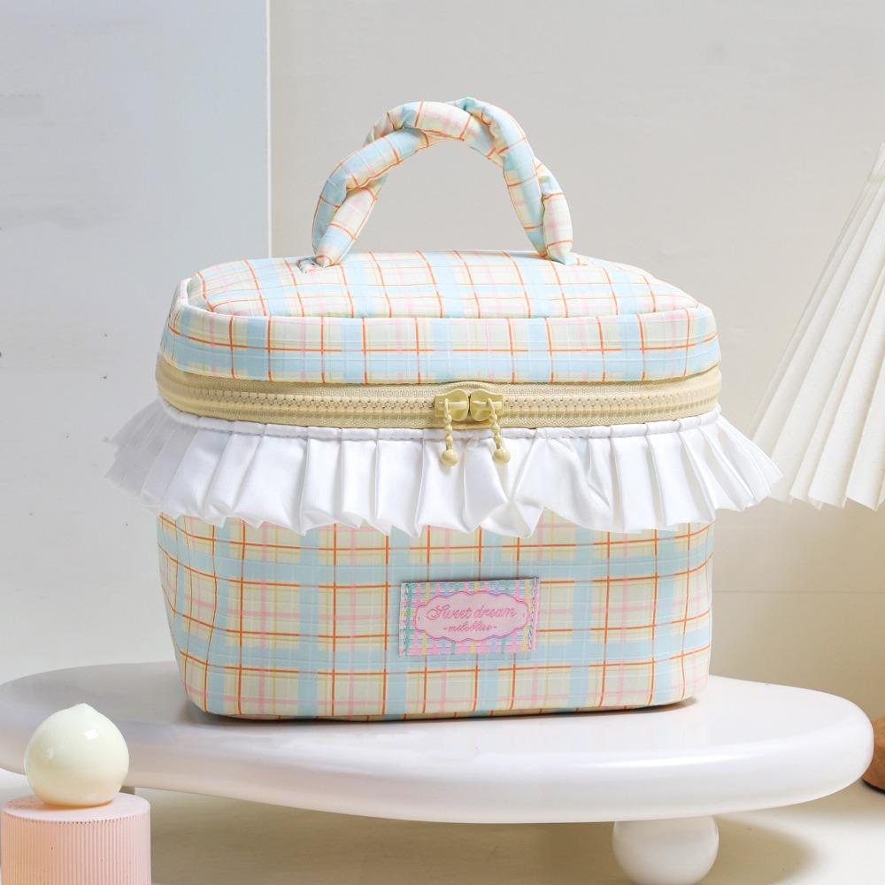 Square Portable Cosmetic Bag Kawaii Toiletry Bag Portable Handheld Cosmetic Case  Travel