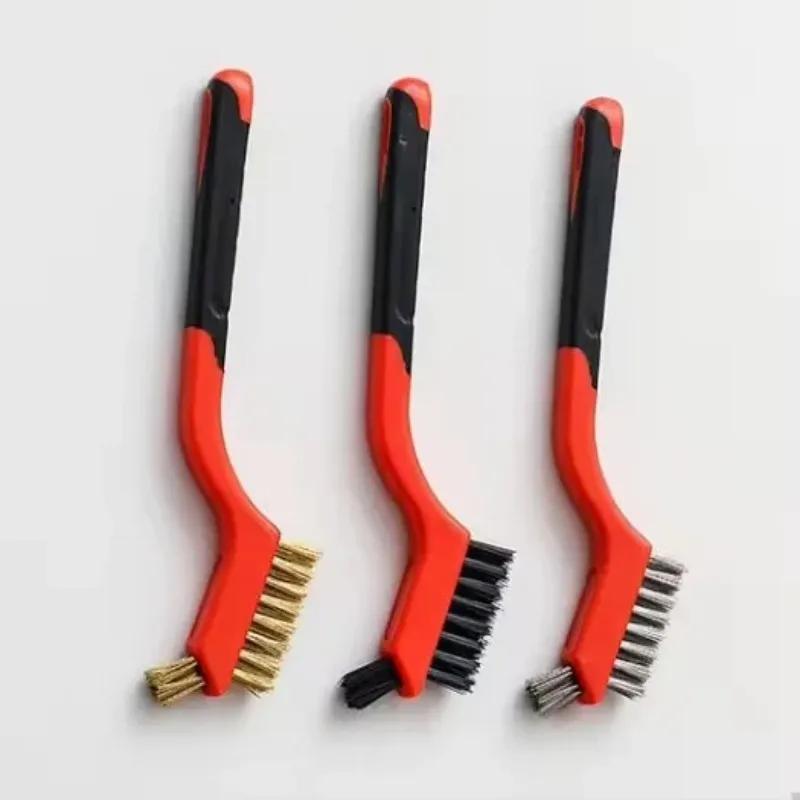 Мини-набор из трех кухонных щеток для газовых плит, удаления жира и пятен, чистки варочных панелей