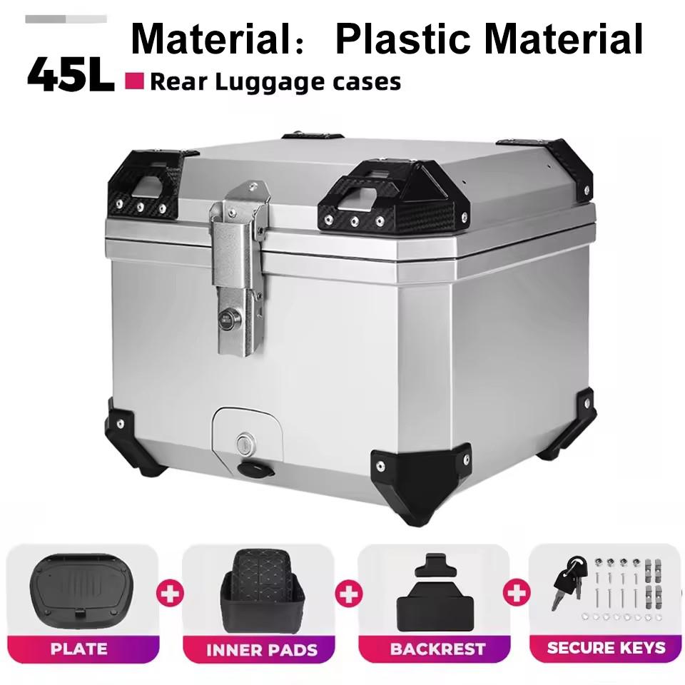 45L Universal Large Motorcycle Capacity Tail Box Lockable Luggage Helmet Box Design Waterproof Storage Carrier Rear Tour Box