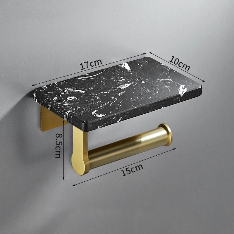 White/Black Marble Bathroom Paper Towel Holder Aluminum Wall-mounted Phone Rack Roll Tissue Shelf Bathroom Accessories