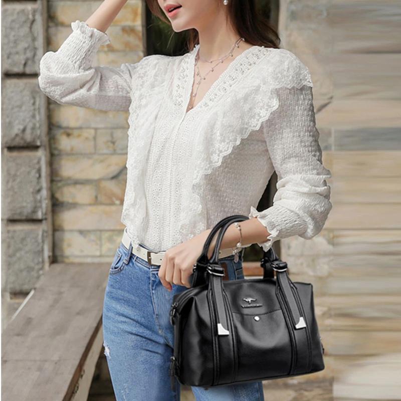 Bolsas de Mão de Luxo com Alça Superior Bolsas Femininas Marca de Designer Bolsas de Ombro Grandes para Femininas 2025 Bolsa Tote Casual de Couro PU da Moda para Senhoras