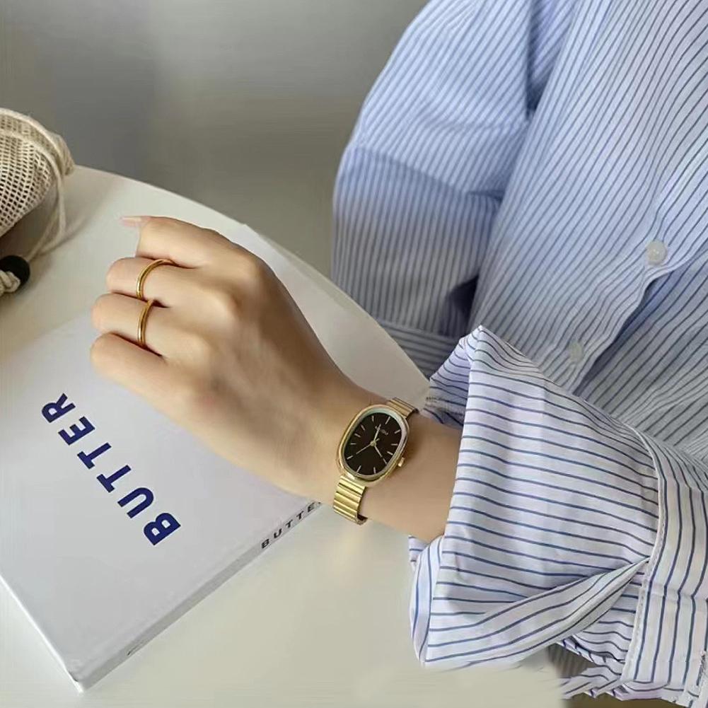 

Овальный циферблат с бамбуковым ремешком женские кварцевые часы из нержавеющей стали наручные часы роскошный дизайн девушка студент подарок 01