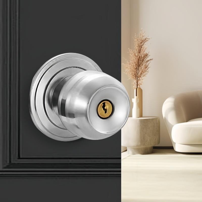 Round Aluminum Alloy Door Knob Lock Set Rotation Knobset with Key Metal Handle for Home Bathroom Bedroom