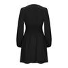 Women's Fashionable Solid Color V Neck Long Sleeved Pleated Versatile Dress