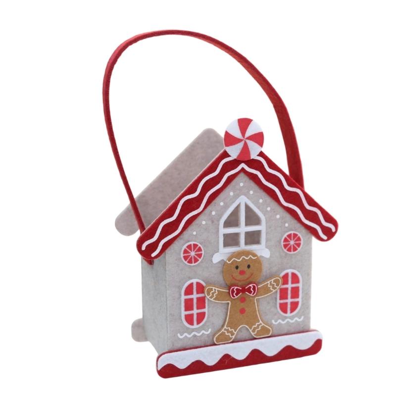 Portable Christmas Cookie Bag House Felts Craft Table Ornament Easy DIY Project For Family