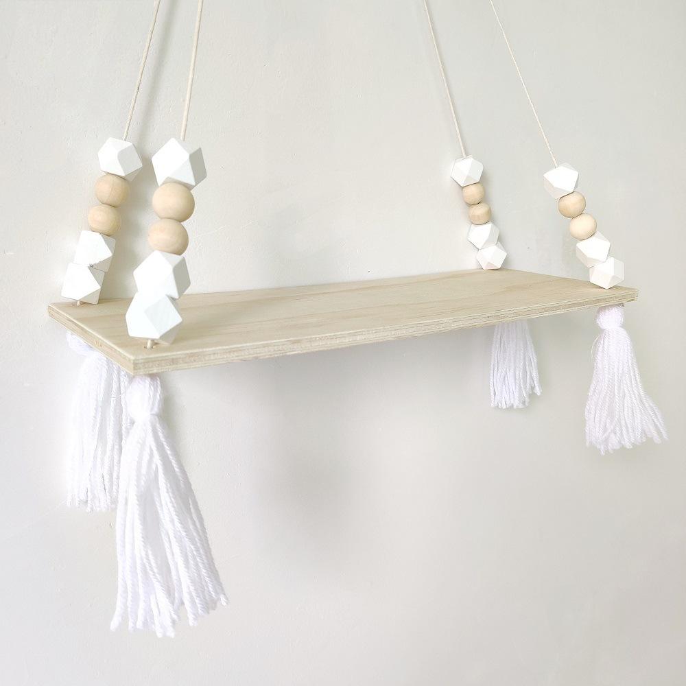 Nordischer Stil Macaron Achteckige Perle Fransen Regal Wandbehang Kinderzimmer Kreative Heimdekoration Brett