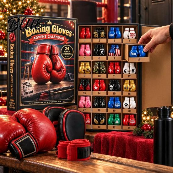 Festliche Saisonale Dekorationen Countdown mit 2026 24 Adventskalender Boxhandschuhe Tage Weihnachten 2D Feiertag