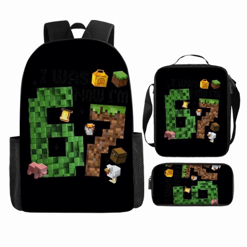 Cartoon Brainrot-Themed Backpack Crossbody Bag Pencil Case School Kids Ages 10-12